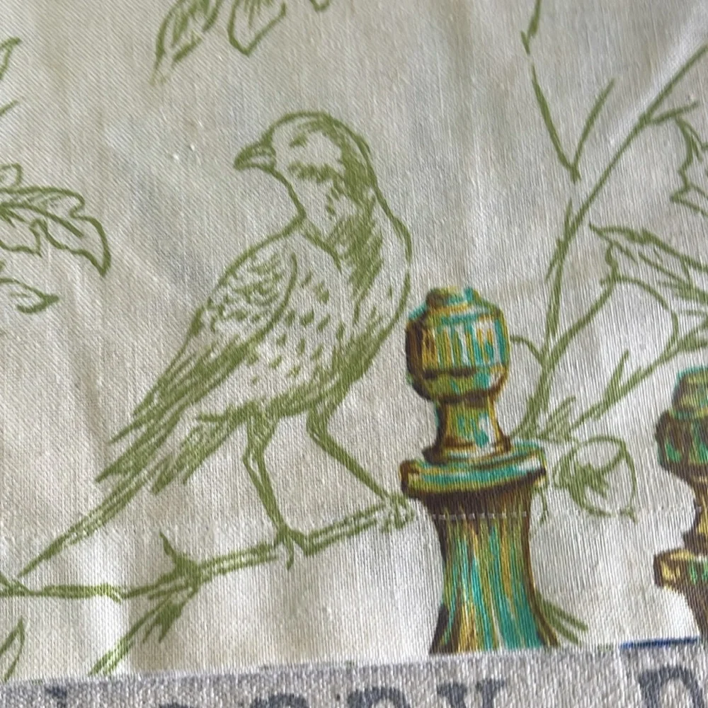 Vintage Window Valance Fruit and Bird and Leaf Motif/ 43x11 in/ Handmade